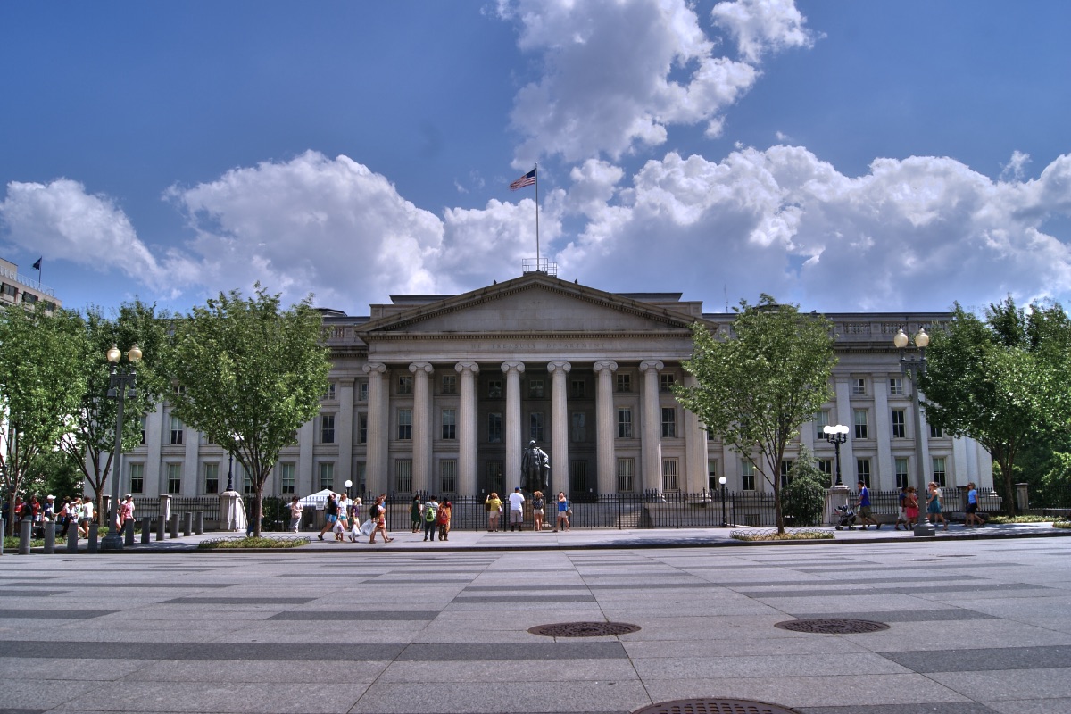 The Treasury Building in Washington seen from the street
