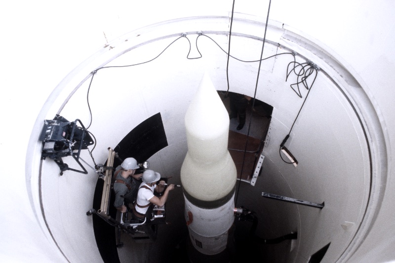 A Minuteman intercontinental ballistic missile inside its launch silo