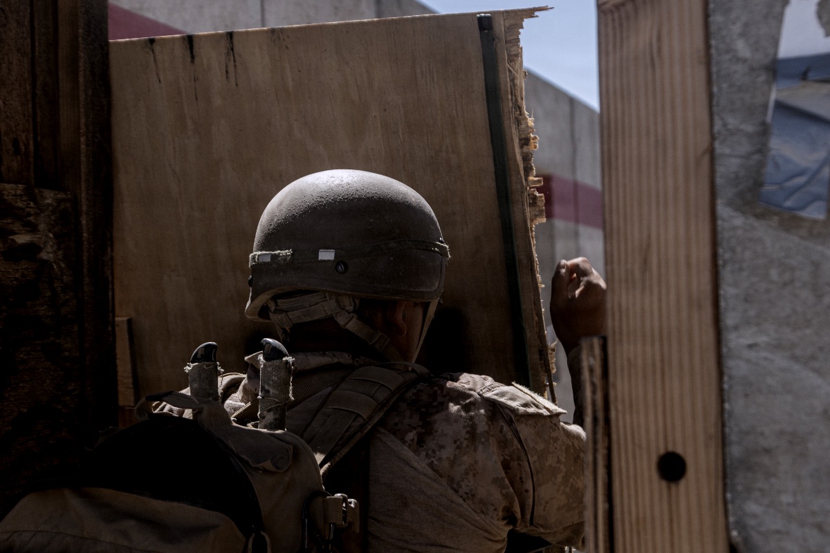 U.S. Marines with Golf Co., 2nd Bn., 1st Marines conduct platoon-level urban assaults