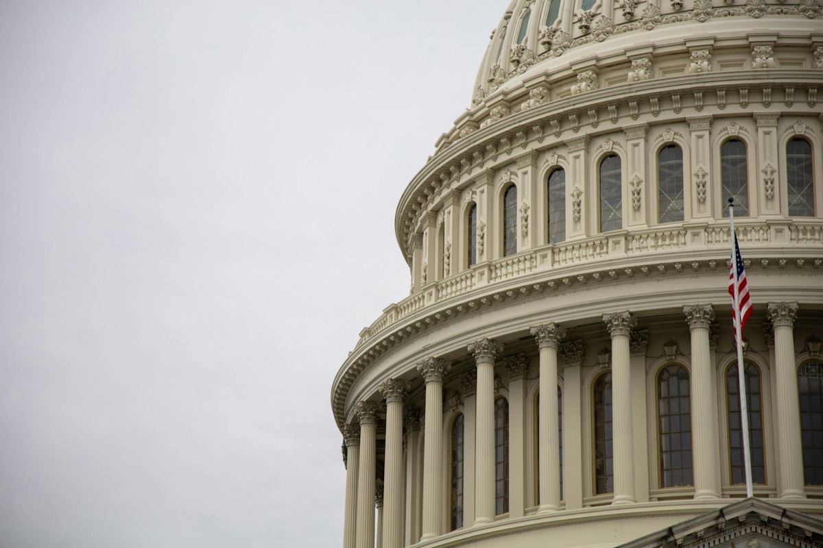 The United States Capitol building seen from the grounds