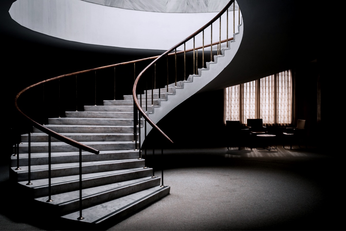 Close up photo of spiral staircase