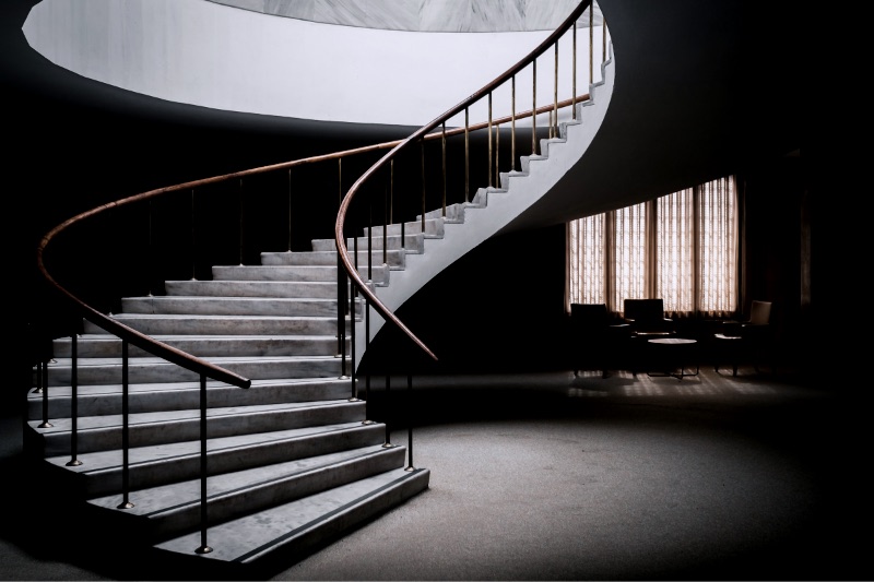 Close up photo of spiral staircase